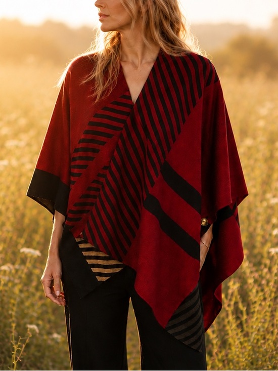 Barbour Sweaters - Barbour Martine Cotton Cape O/S Crimson Tartan Plaid Poncho Wrap Shaw